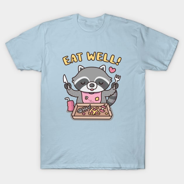 Cute Raccoon Getting Ready To Eat Well Trash Food T-Shirt by rustydoodle